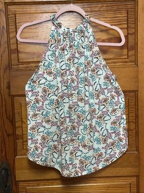 Sleeveless Halter Floral Top - Mint/Multicolor
